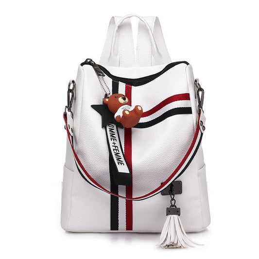 Tassel PU Leather Travel Backpack, Rucksack, School Bag & Shoulder Bag