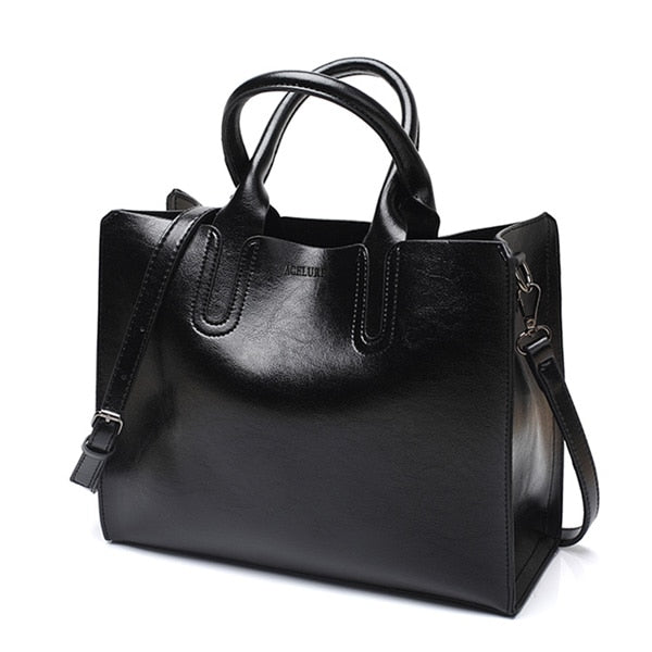 Large Casual Leather Tote Handbag & Shoulder Bag