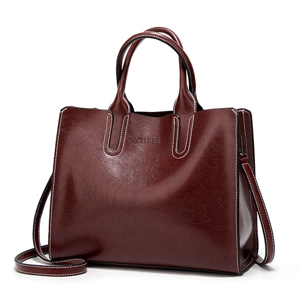 Large Casual Leather Tote Handbag & Shoulder Bag