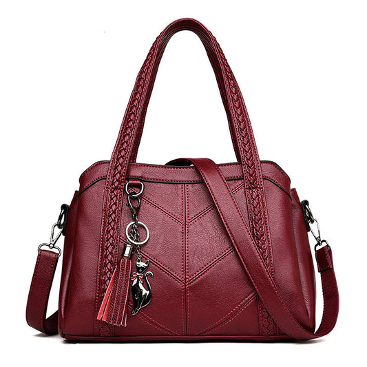 Casual PU Leather Vintage Fashion Tote Handbag, Crossbody & Shoulder Bag
