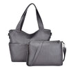 Two-Set High Capacity Casual PU Leather Designer Tote Handbag, Crossbody & Shoulder Bag