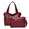 Two-Set High Capacity Casual PU Leather Designer Tote Handbag, Crossbody & Shoulder Bag