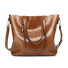 Oil Waxed PU Leather Tote Handbag & Shoulder Bag