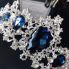 Baroque Silver-Plated Blue Crystal Tiara, Necklace & Earrings Jewelry Set