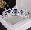 Baroque Silver-Plated Blue Crystal Tiara, Necklace & Earrings Jewelry Set