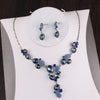 Baroque Silver-Plated Blue Crystal Tiara, Necklace & Earrings Jewelry Set