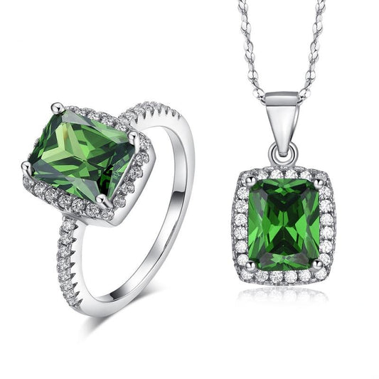 Natural Crystal Necklace & Ring Wedding Jewelry Set