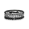 Set of 3 Multilayer Leather, Beaded & Stainless Steel Link Chain Charm Bracelet