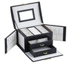 Portable Three-Tier Storage Silk Thread Jewelry Box with Mirror