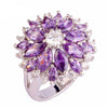 Cubic Zirconia Cluster 925 Sterling Silver Flower Fashion Ring