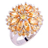 Cubic Zirconia Cluster 925 Sterling Silver Flower Fashion Ring