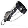 Gothic Skeleton Skull Hand Glove Chain Link Leather Bracelet