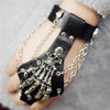 Gothic Skeleton Skull Hand Glove Chain Link Leather Bracelet