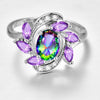 Bohemian Flower Shape Cubic Zirconia 925 Sterling Silver Engagement Ring