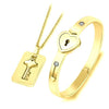 Concentric Lock & Key Titanium Steel Fashion Bracelet & Necklace Couple Set