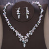 Silver-Plated Crystal, Flowers and Rhinestone Tiara, Necklace & Earrings Jewelry Set