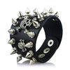 Gothic Skeleton Skull and Spikes Leather Biker Bracelet