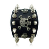Gothic Skeleton Skull and Spikes Leather Biker Bracelet