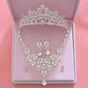 Sparkling Rhinestone and Silver-Plated Crystal Tiara, Necklace & Earrings Jewelry Set