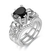 Gothic Skull and Crystal Heart Cubic Zirconia Wedding Ring