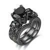 Gothic Skull and Crystal Heart Cubic Zirconia Wedding Ring