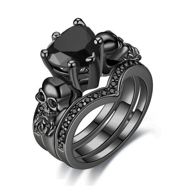 Skull Crossbones Matching Wedding Rings Gothic Skull Ring Set | Skull  engagement ring, Skull wedding ring, Matching wedding rings