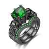 Gothic Skull and Crystal Heart Cubic Zirconia Wedding Ring