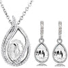 Austrian Crystal Flame Teardrop Necklace & Earrings Jewelry Set