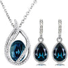 Austrian Crystal Flame Teardrop Necklace & Earrings Jewelry Set