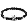 6mm Natural Stone Micro Inlaid & Cubic Zirconia Crown Charm Bracelet