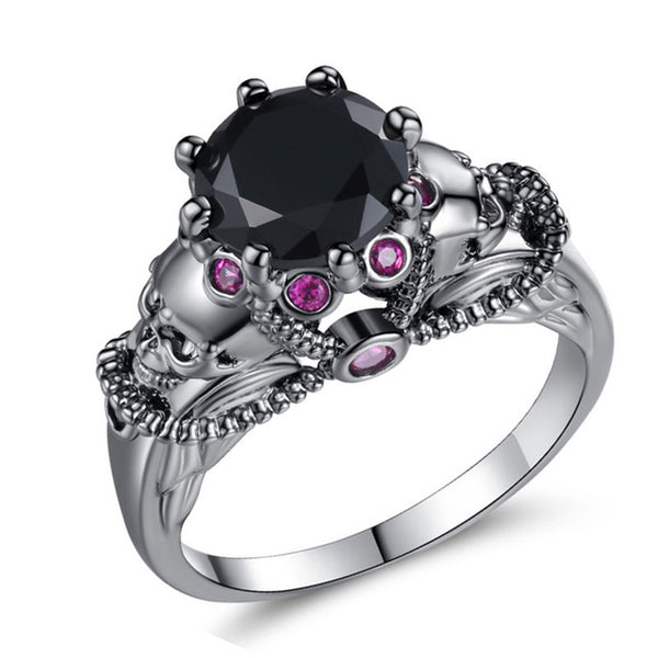 Punk Skull Crystal and Cubic Zirconia Wedding Ring