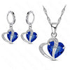 Cubic Zirconia Heart 925 Sterling Silver Necklace and Earrings Jewelry Set