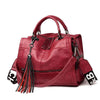 Large Capacity Tassel PU Leather Tote Handbag, Crossbody & Shoulder Bag