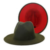 Two-Toned Patchwork Wide Brim Wool Felt Fedora Hat with Belt Buckle
