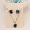 Vintage Blue Crystal & Cubic Zirconia Fashion Necklace & Earrings Jewelry Set