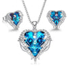 Luxury Crystal Heart and Angel Wings Necklace & Stud Earrings Jewelry Set