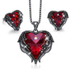 Luxury Crystal Heart and Angel Wings Necklace & Stud Earrings Jewelry Set