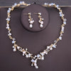 Crystal, Beads, Pearl, Butterfly, Flower and Rhinestone Tiara, Necklace & Earrings Jewelry Set