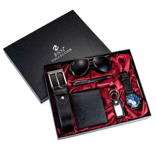 Sunglasses, Watch, Belt, Wallet, Ballpoint Pen & Keychain Fashion Luxury Gift Set