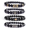 Glossy Beads & Lion Crown and Anchor with Pave Cubic Zirconia Stone Charm Bracelet