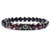 8mm Tiger Eye Beads & Anchor with Pave Cubic Zirconia Charm Bracelet