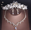 Baroque Vintage Crystal, Leaf, Pearl and Rhinestone Tiara, Necklace & Earrings Jewelry Set