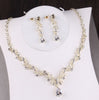 Baroque Vintage Crystal, Leaf, Pearl and Rhinestone Tiara, Necklace & Earrings Jewelry Set