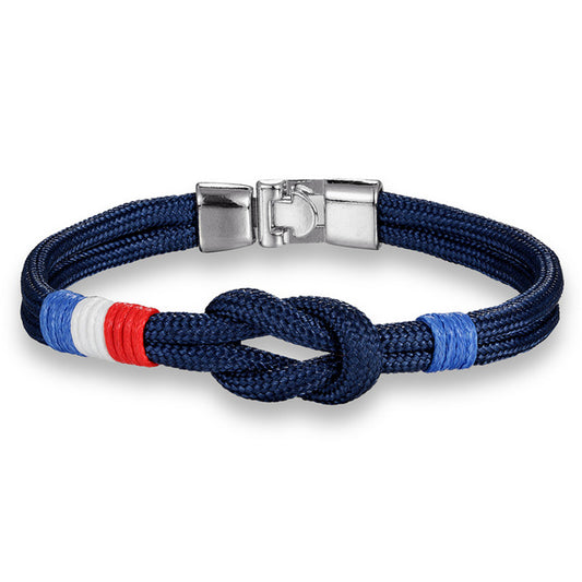 France Flag Infinity Rope Stainless Steel Survival Bracelet