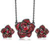 Crystal Rose Flower Necklace & Earrings Jewelry Set