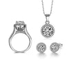 Cubic Zirconia Necklace, Earrings & Ring Wedding Jewelry Set