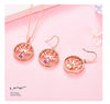 Rose Gold Tree of Life Pink Crystal Necklace & Earrings Jewelry Set