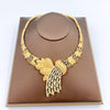 Nigerian Crystal Leaf-Shaped Golden Necklace, Bracelet, Earrings & Ring Jewelry Set