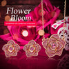 Black & Rose Gold Austrian Crystal Rose Flower Necklace & Earrings Jewelry Set