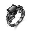 Punk Skull Crystal Heart Cubic Zirconia Wedding Ring